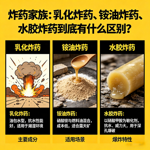 荆门炸药家族：乳化炸药、铵油炸药、水胶炸药到底有什么区别？
